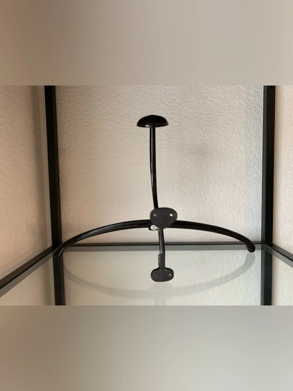 Wall-Mounted Bronze Coat Hanger With Hat Stand - Dark Brown Minimalist Display - Picture 6 of 7